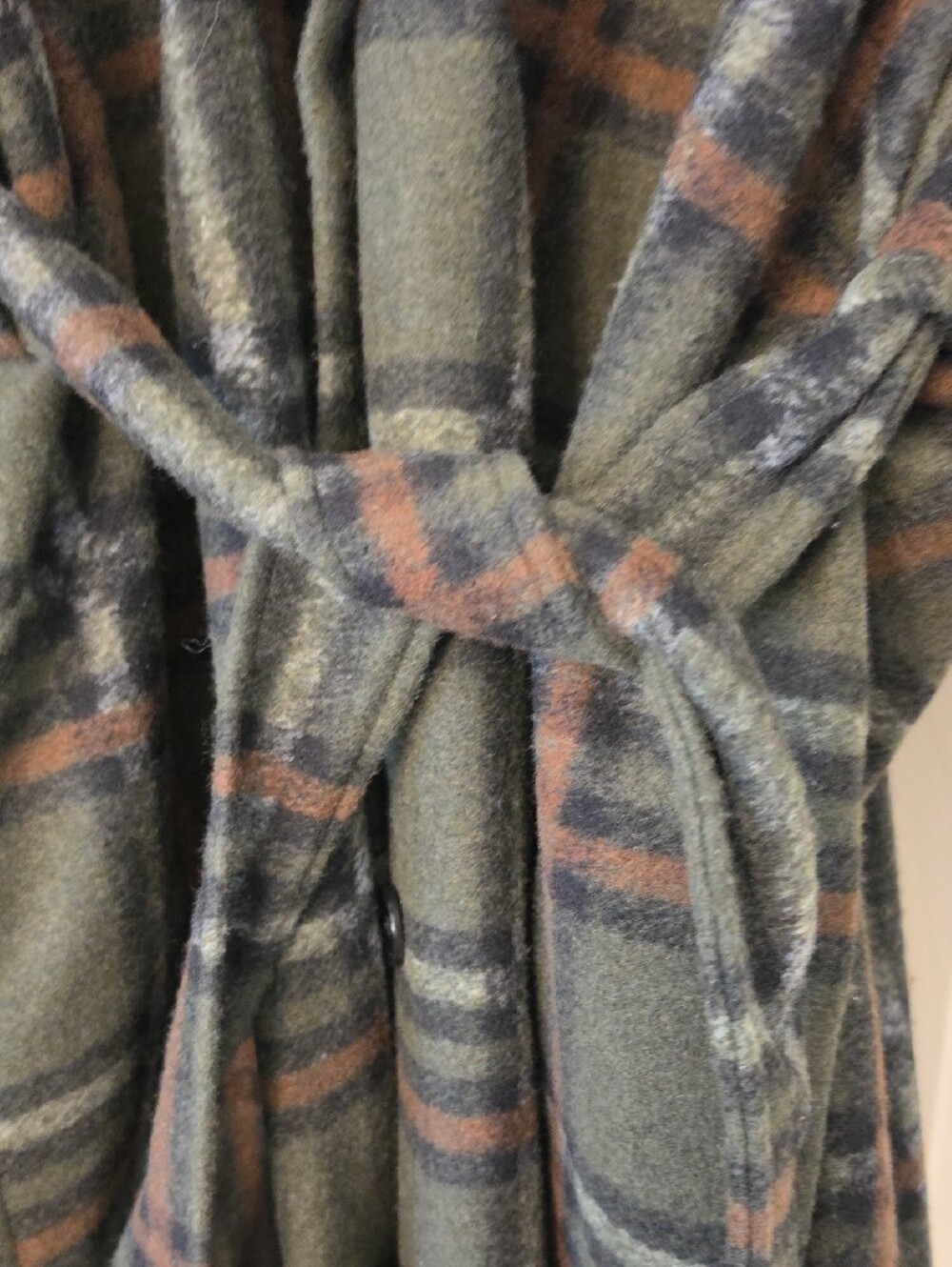 Eloquii Olive Plaid Belted Trench Coat - Picture 4 of 5